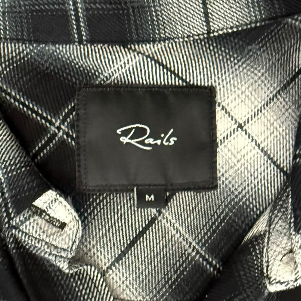 Rails Black White Plaid Button Down Long Sleeve Bianca Soft Shirt Dress size M - Picture 5 of 12